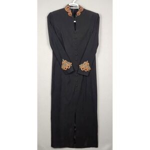 Vintage Howard Wolf Dress Womens‎ 10 Black Beaded Collar Cuffs Maxi Made USA 90s